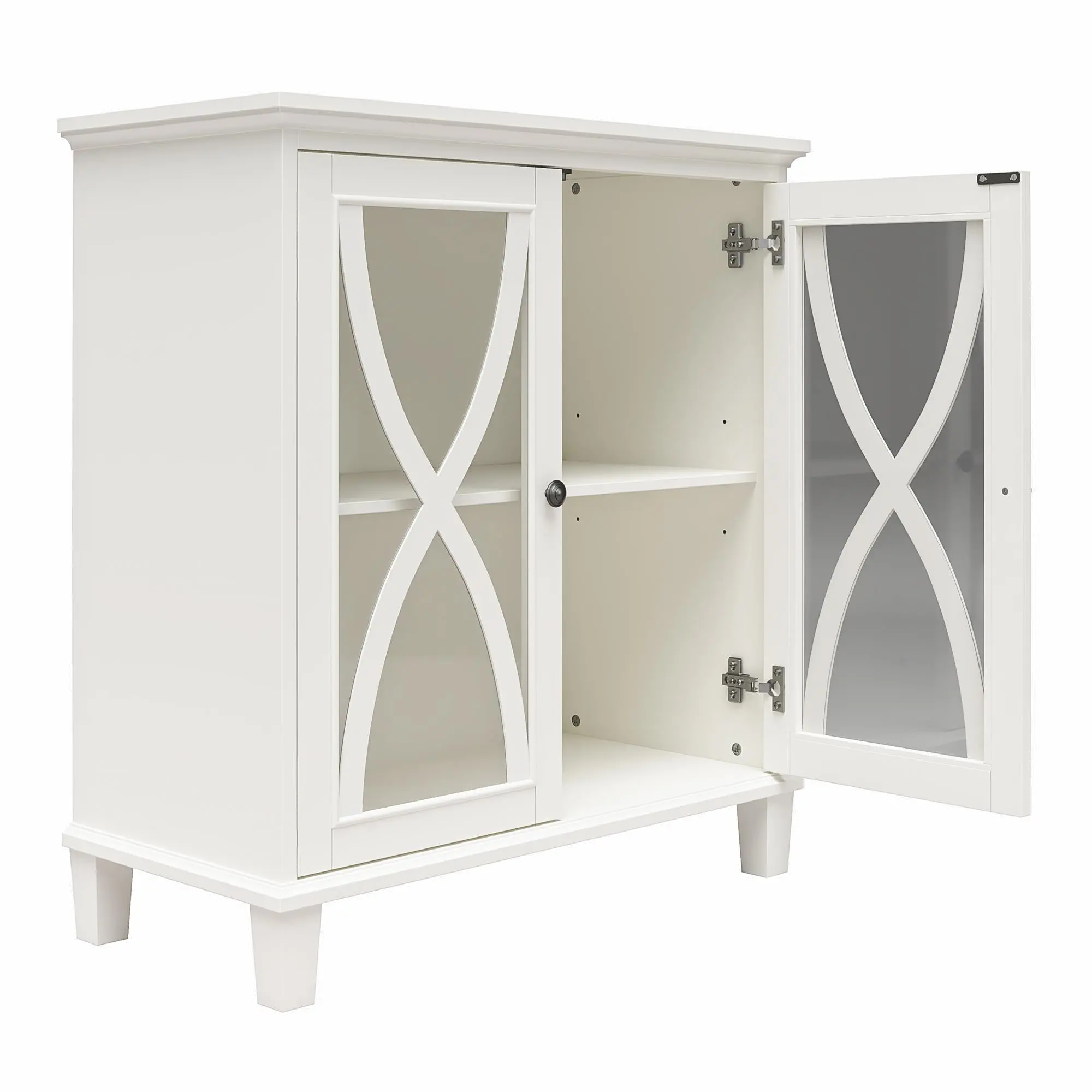 Celeste White Accent Cabinet with Glass Doors