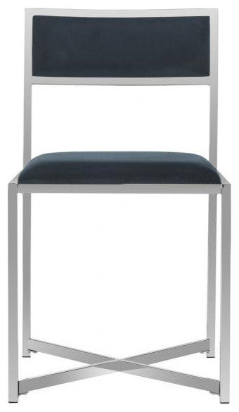 Kenneth Chrome Side Chair Navy Set 2   Modern   Dining Chairs   by Virgil Stanis Design  Houzz