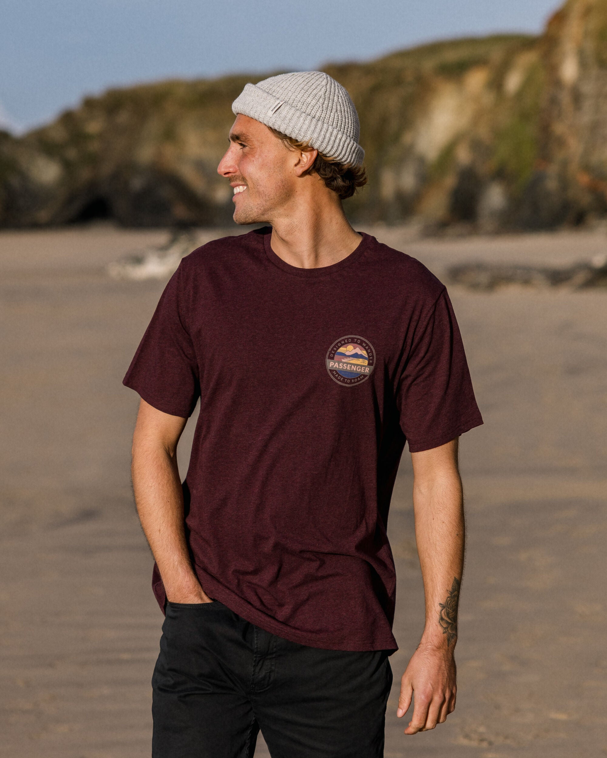 Odyssey Organic Cotton T-Shirt - Wine Marl