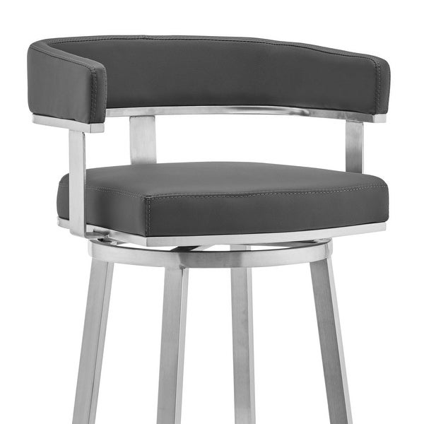 Sez 26 Inch Modern Swivel Counter Stool Arm Chair， Backrest， Steel - 34 H x 22 W x 20 L Inches