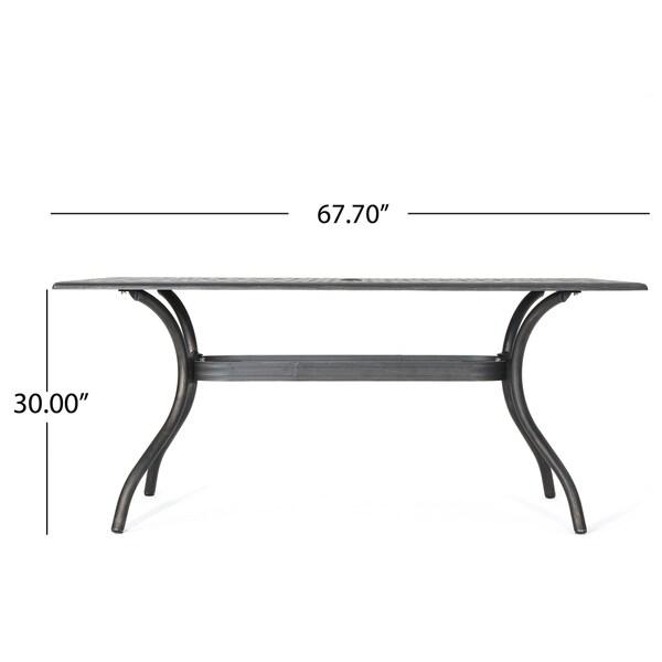 Austin Outdoor Cast Aluminum Square Dining Table with Umbrella Hole by Christopher Knight Home