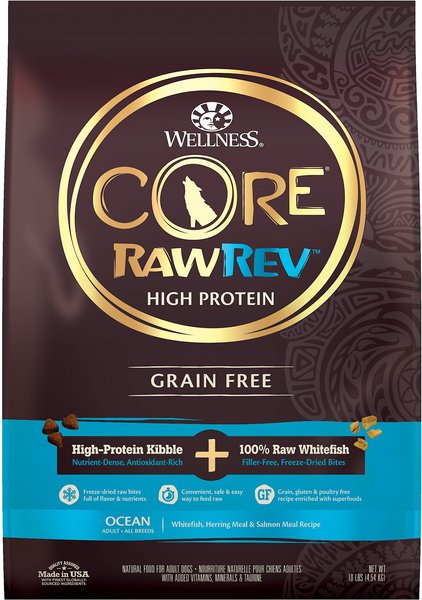 Wellness CORE RawRev Grain-Free Ocean Whitefish， Herring and Salmon Meal Recipe Dry Dog Food