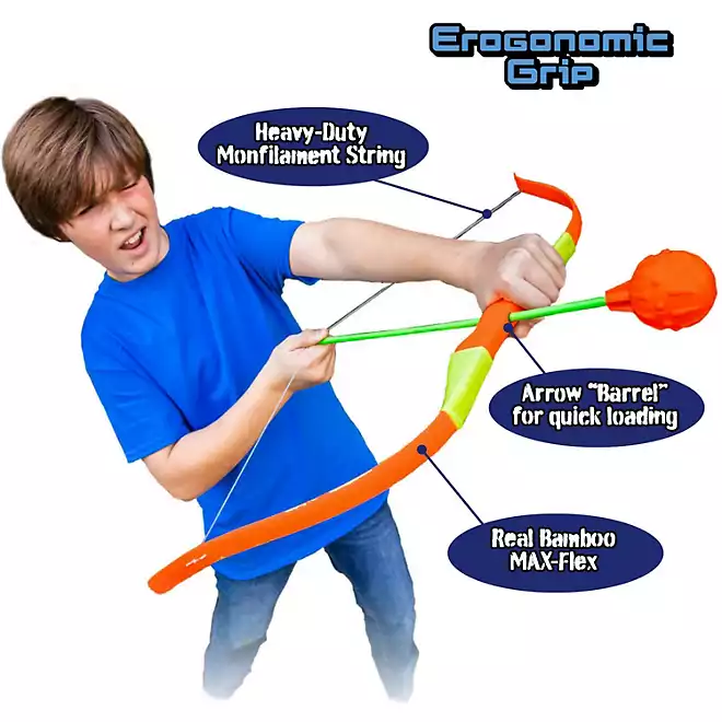 Big Time Toys Archery Dodge Ball Bamboo Bow with Darts