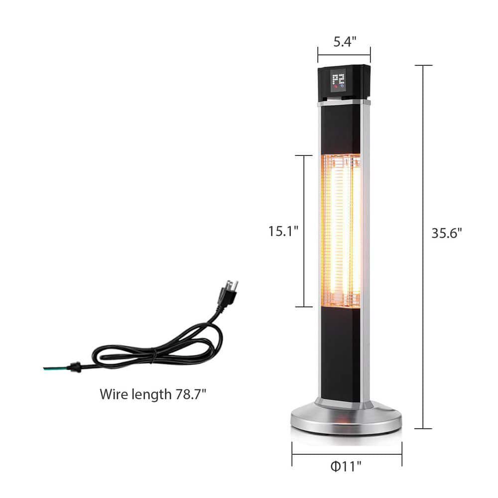 1500Watt Infrared Carbon Tech Electric Freestanding IndoorOutdoor Heater Digital Space Heater with Remote Control