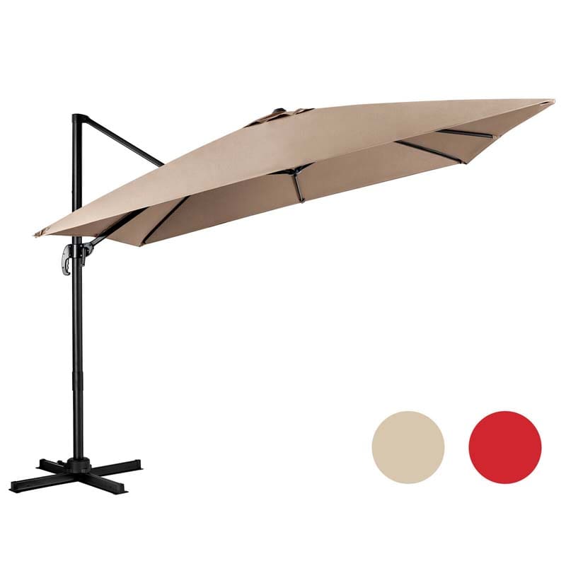 10 x 10 FT Square Patio Umbrella, 3-Tilt Cantilever Offset Umbrella, Large Outdoor Market Umbrella with Crossed Base