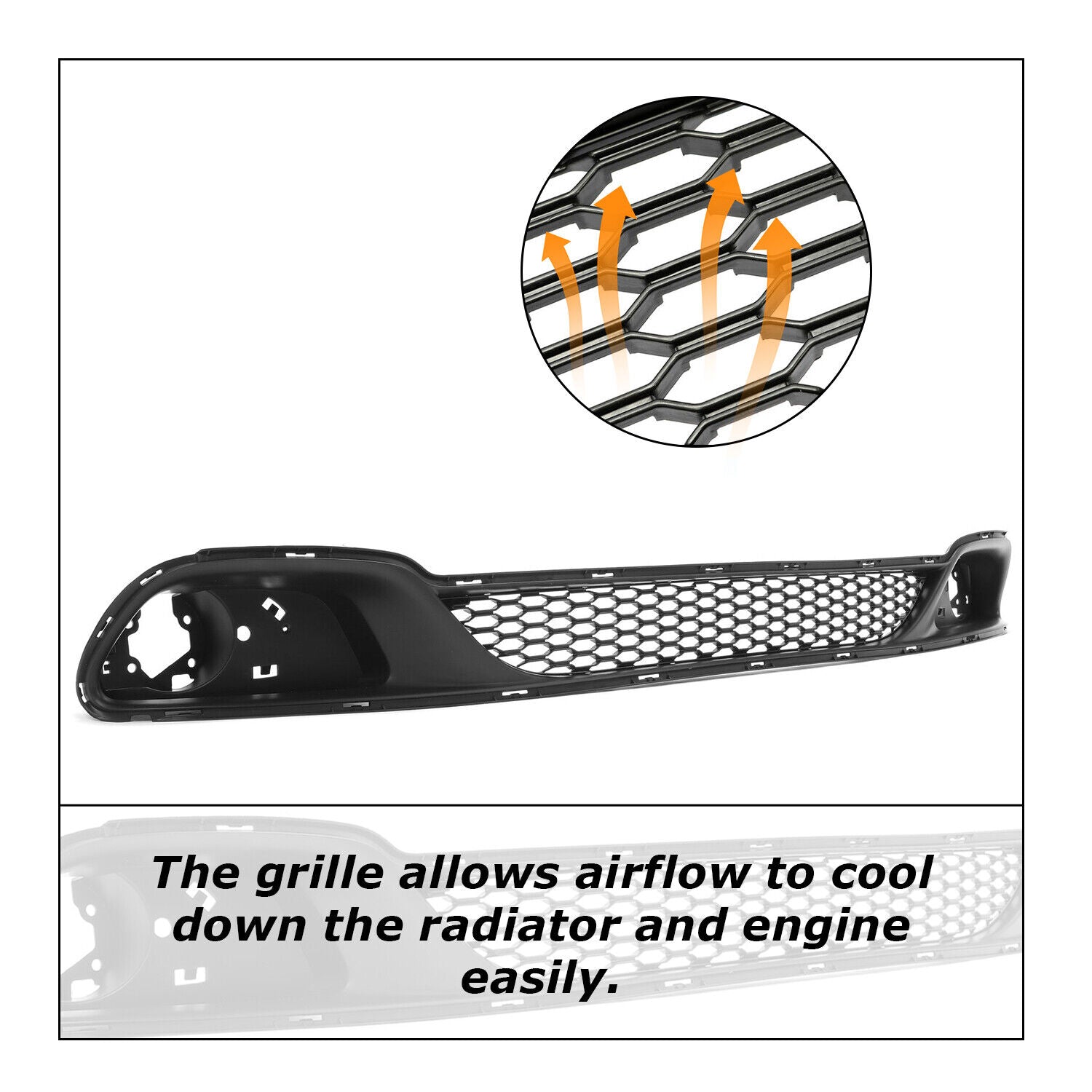 Grille Compatible with 2011-2020 Dodge Grand Caravan/2012-2015 Ram C/V Black ABS Front Mesh Lower Grill Hood Replacement for 68100690AA CH1036115