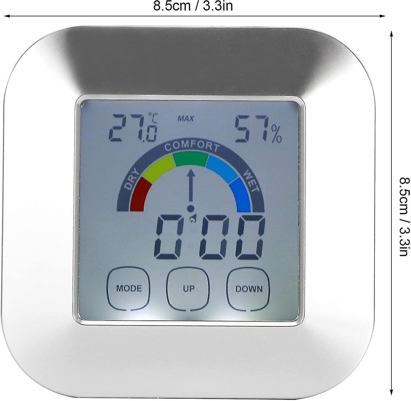 Clock，indoor Touch Lcd Screen Thermometer Hygrometer Electric Weather With Digital Backlit (3.3x3.3in)