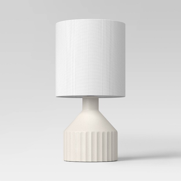 Ribbed Ceramic Mini Table Lamp White