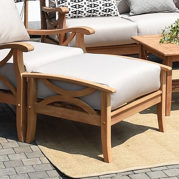 Cambridge Casual Lowell Teak Patio Ottoman with Cushion