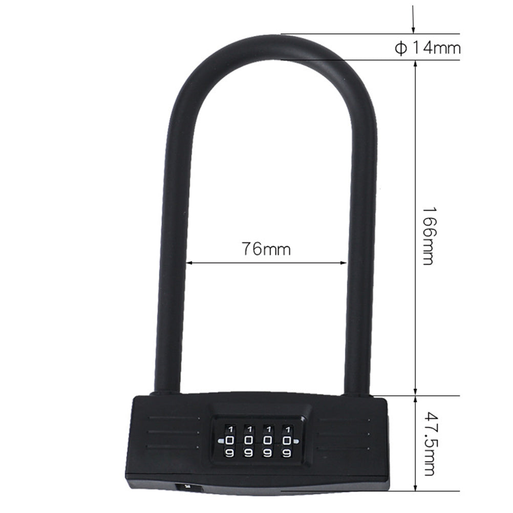 Lock for Bike Motorcycle Lock Scooter Cycling Security U Lock Bike Lock Password Anti Thief(Black)