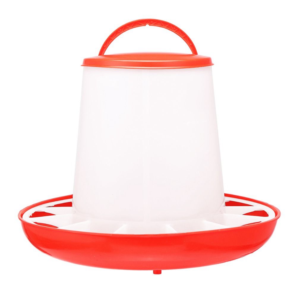 Red Plastic Water Poultry Quail Handle Feed Bucket Feeders Poultry Tool Farm Supplies RED