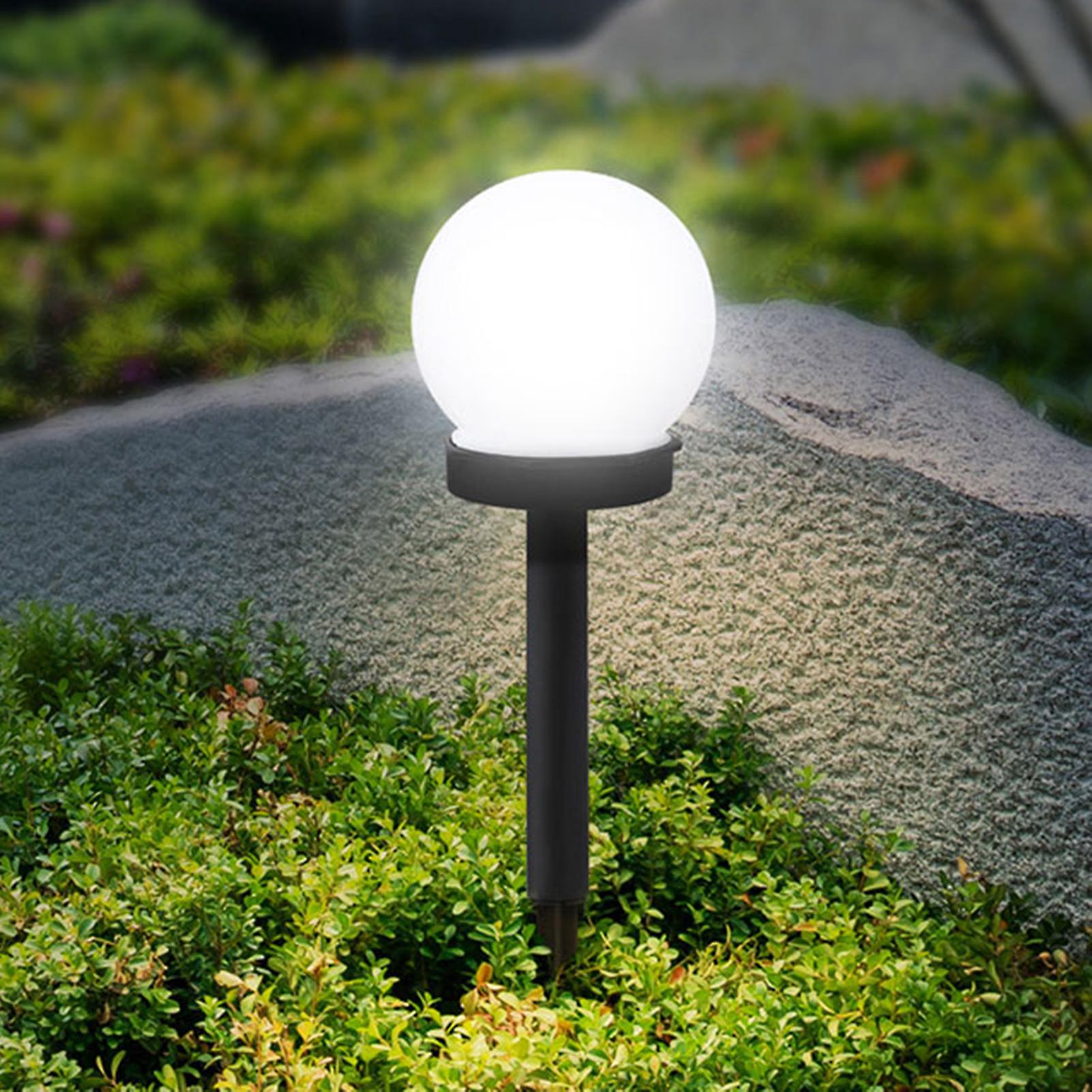 White 2 2pcs Led Solar Energy Round Bulb Powered Light Outdoor Garden Lawn Lamp Light Control Induction Fireproof And Waterproof