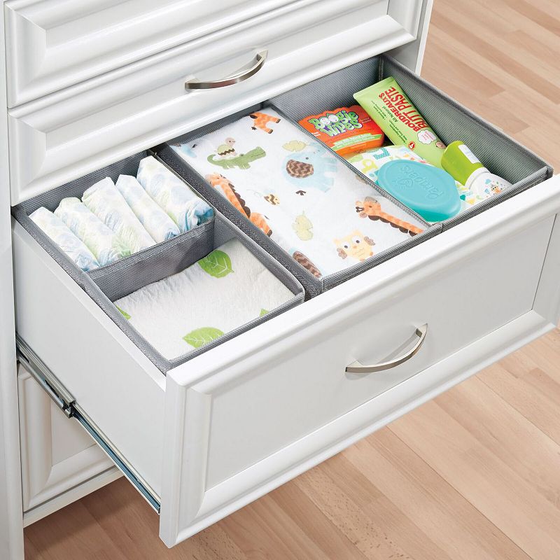 mDesign Fabric Nursery/Playroom Drawer Divider Organizer Bins， 2 Pack