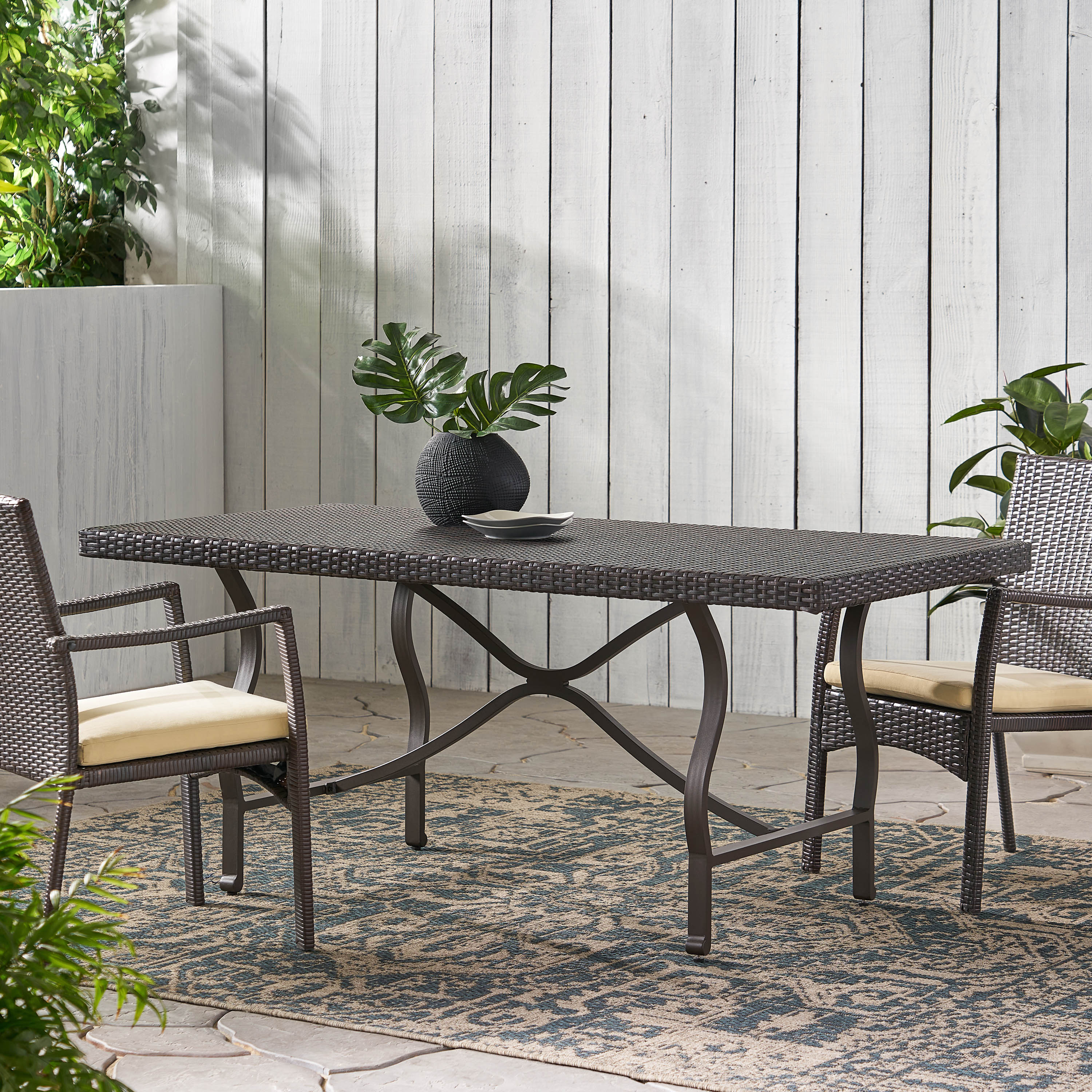 Carolina Outdoor Multibrown Wicker Dining Table