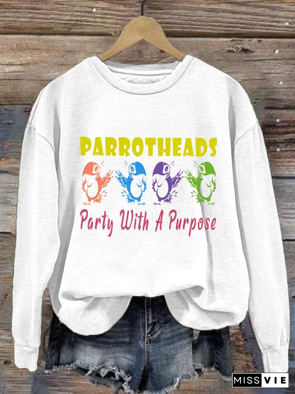 Women's Parrotheads Party With a Purpose Crew Neck Sweatshirt