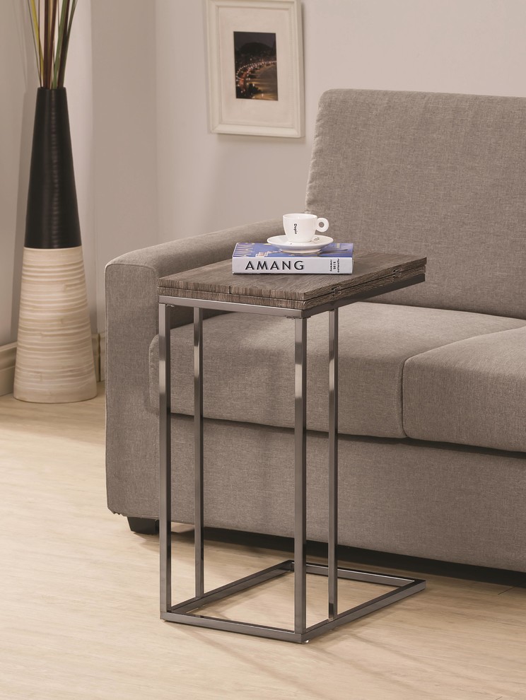 Coaster Contemporary Wood Expandable Accent Table with Metal Base in Gray   Contemporary   Side Tables And End Tables   by Simple Relax  Houzz