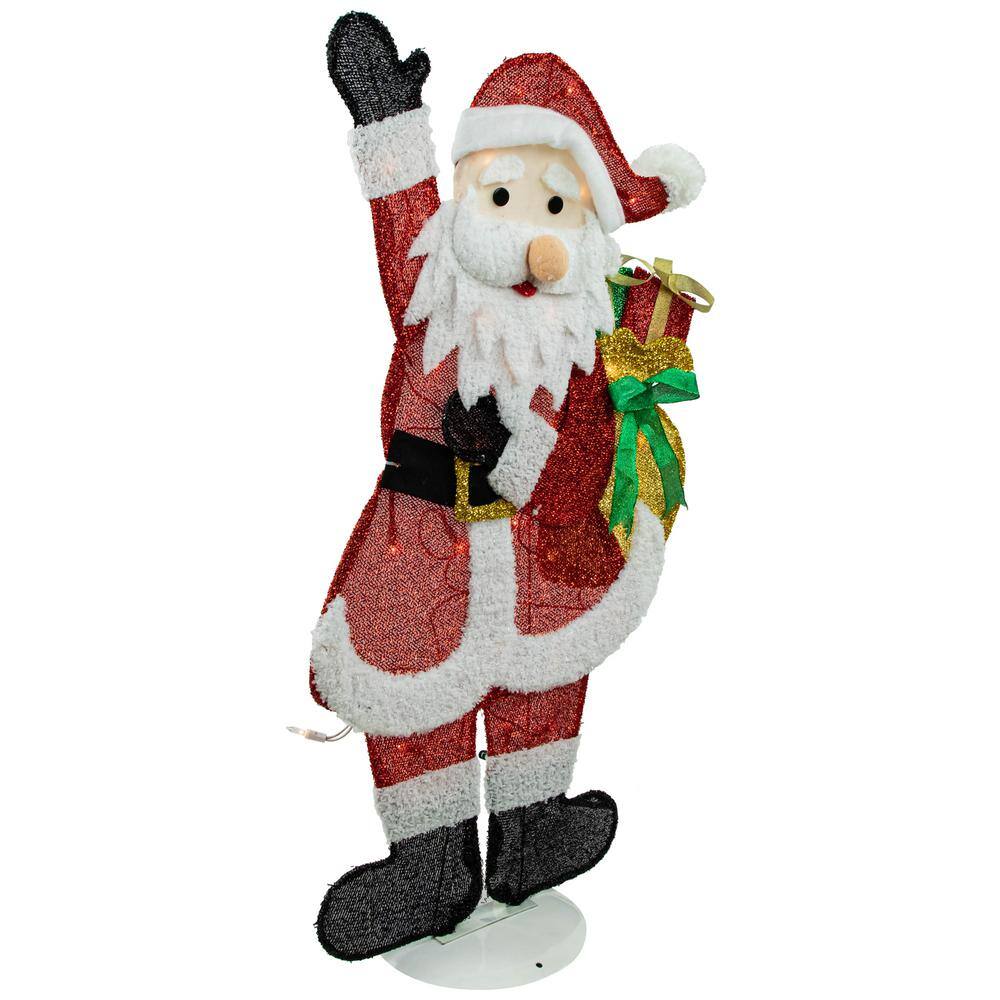 32 in. Red and White Lighted Waving Santa with Gifts Christmas Outdoor Decoration 31457981