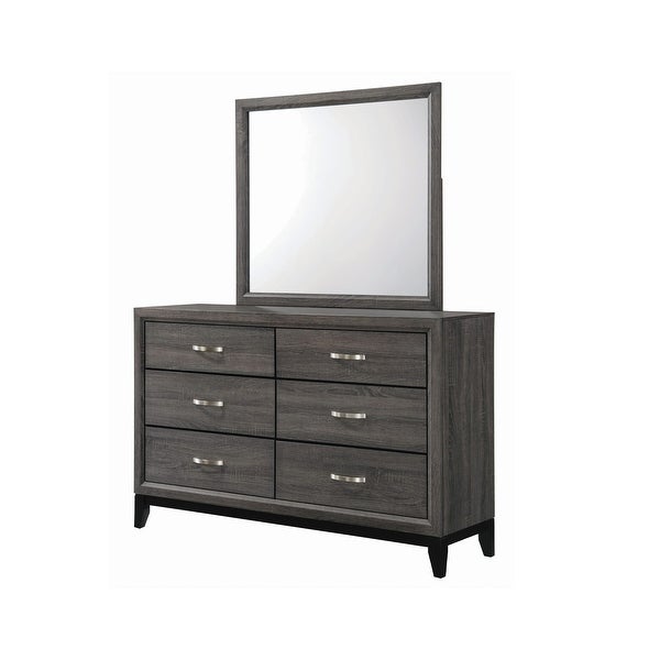 Carina Grey Oak and Black 4-piece Panel Bedroom Set - - 33987994