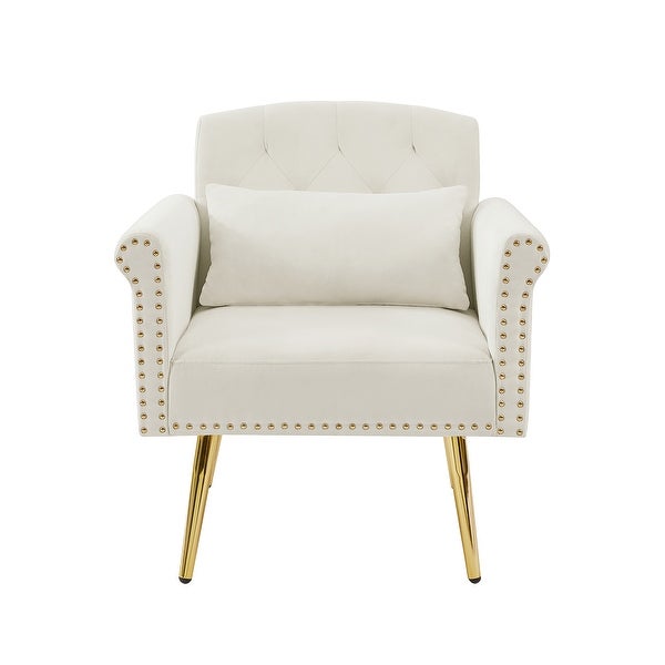 Elegant luxury Velvet Armchair Accent Chairs Tufted Back Lounge Chairs with Nailhead Arms and Pockets