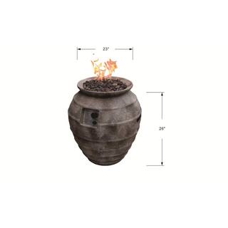 Modeno Pompeii 26 in. Oval Concrete Propane Fire Pot in Propane in Ancient Brown OFG609