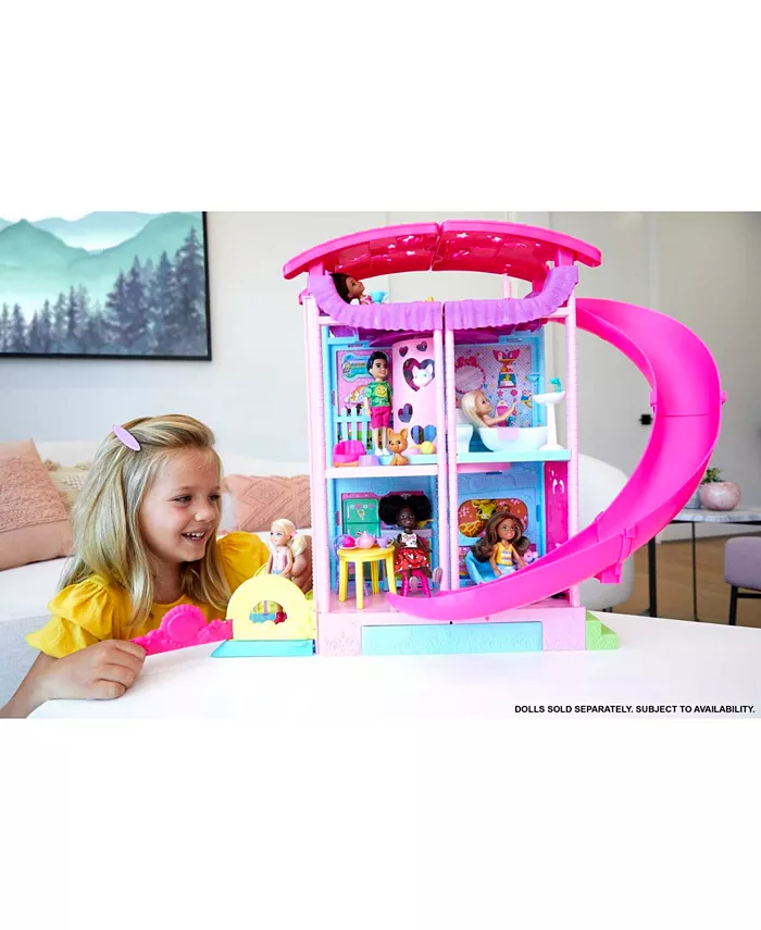 Barbie Chelsea Playhouse with Slide  Pool  Ball Pit  Pet Puppy and Kitten  Elevator  and Accessories