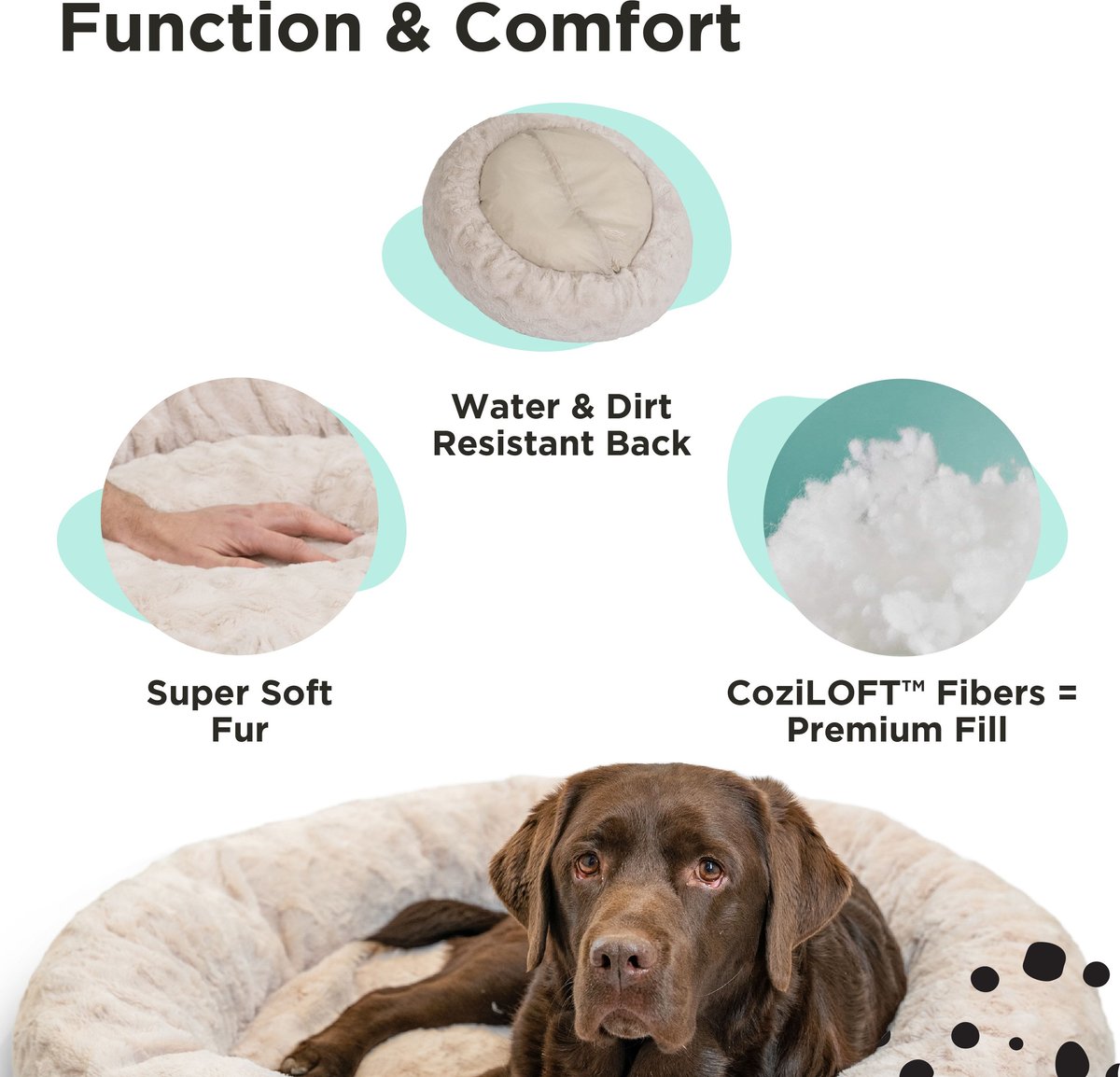 Best Friends by Sheri Calming Lux Fur Donut Cuddler Bolster Cat and Dog Bed