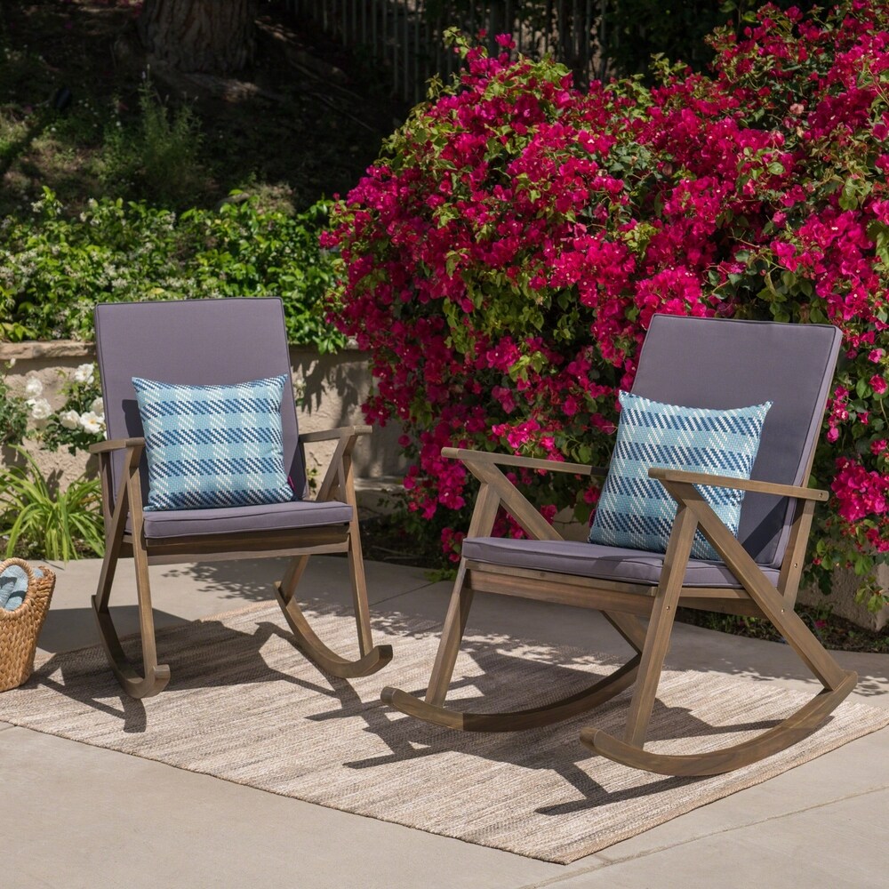 Gus Outdoor Wood Rocking Chair (Set of 2) by Christopher Knight Home