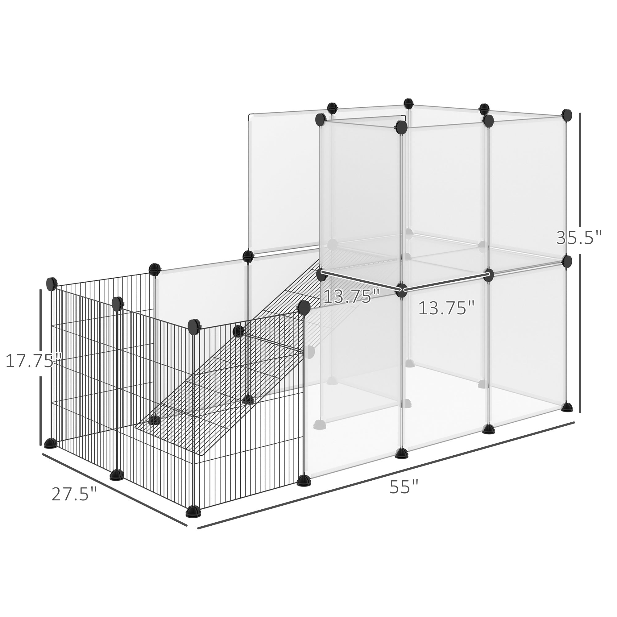 Yard Fence Tent Pet Playpen， DIY Small Animal Cage， Two-Storey