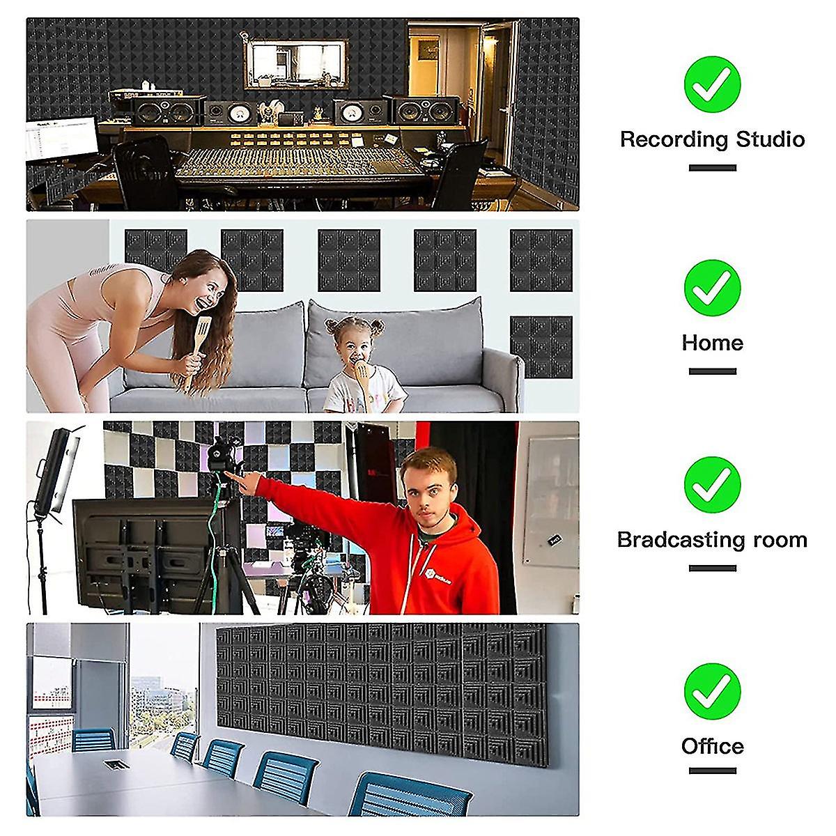 12 Pcs Acoustic Foam Panel，sound Insulation Foam Panel，noise Reduction Mat，for Music Studio Bedroom