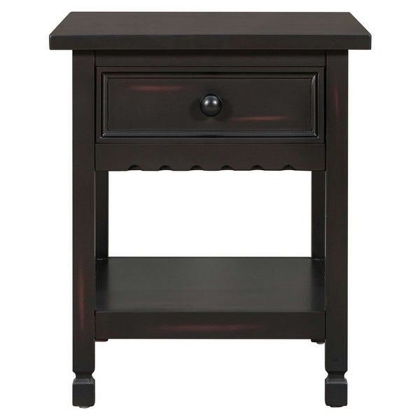 Classical End Table with Open Styled Shelf Large Storage Space