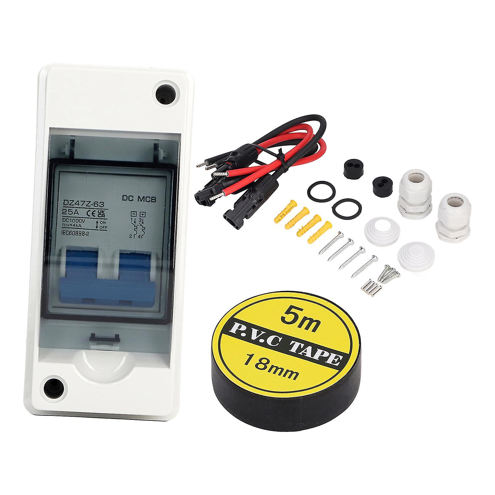 DC Miniature Circuit Breaker 25A IP65 Waterproof Transparent Cover Disconnect Switch for Solar Power System 1000V