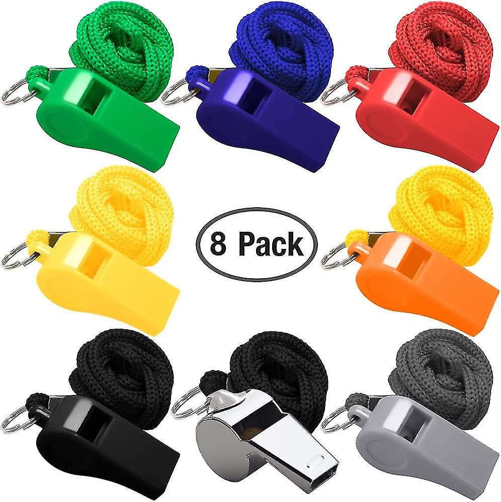 8 Pack Referee With Lanyard， And Less Steel Football For Sport Guard