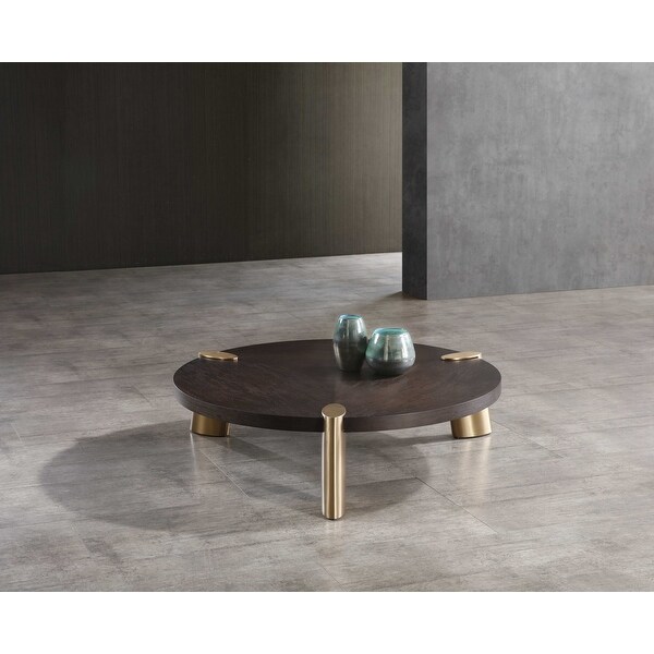 48 X 48 X 13 Wenge Veneer Stainless Steel Coffee Table - 48' X 48' X 13'