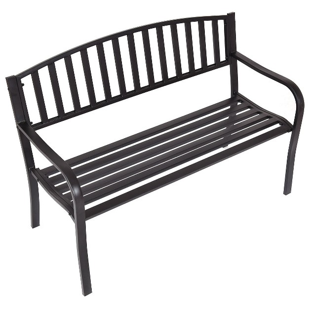 Costway 50 x27 x27 Patio Garden Bench Park Yard Outdoor Furniture Steel Slats Porch Chair Seat