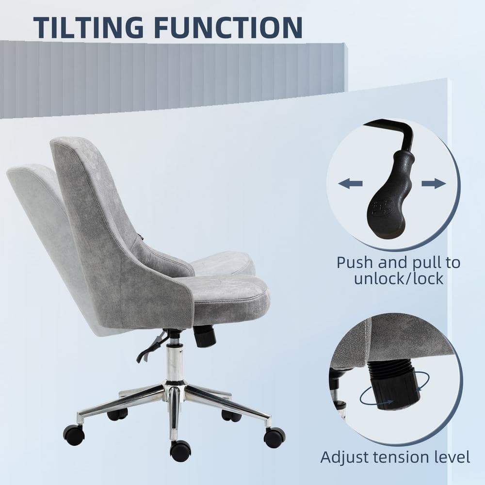 Vinsetto Light Grey Microfiber Cloth Seat Height Adjustable Task Chair with Non-Adjustable Arms 921-562