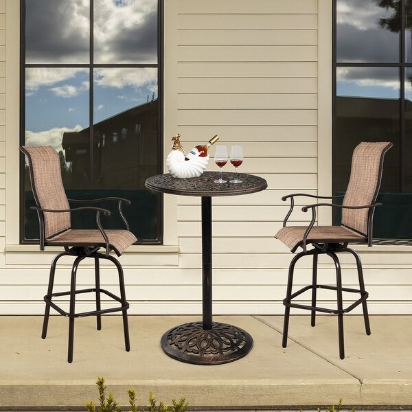 Outdoor Bistro Pub Table Round Patio Bar Height Cocktail Table Antique Bronze