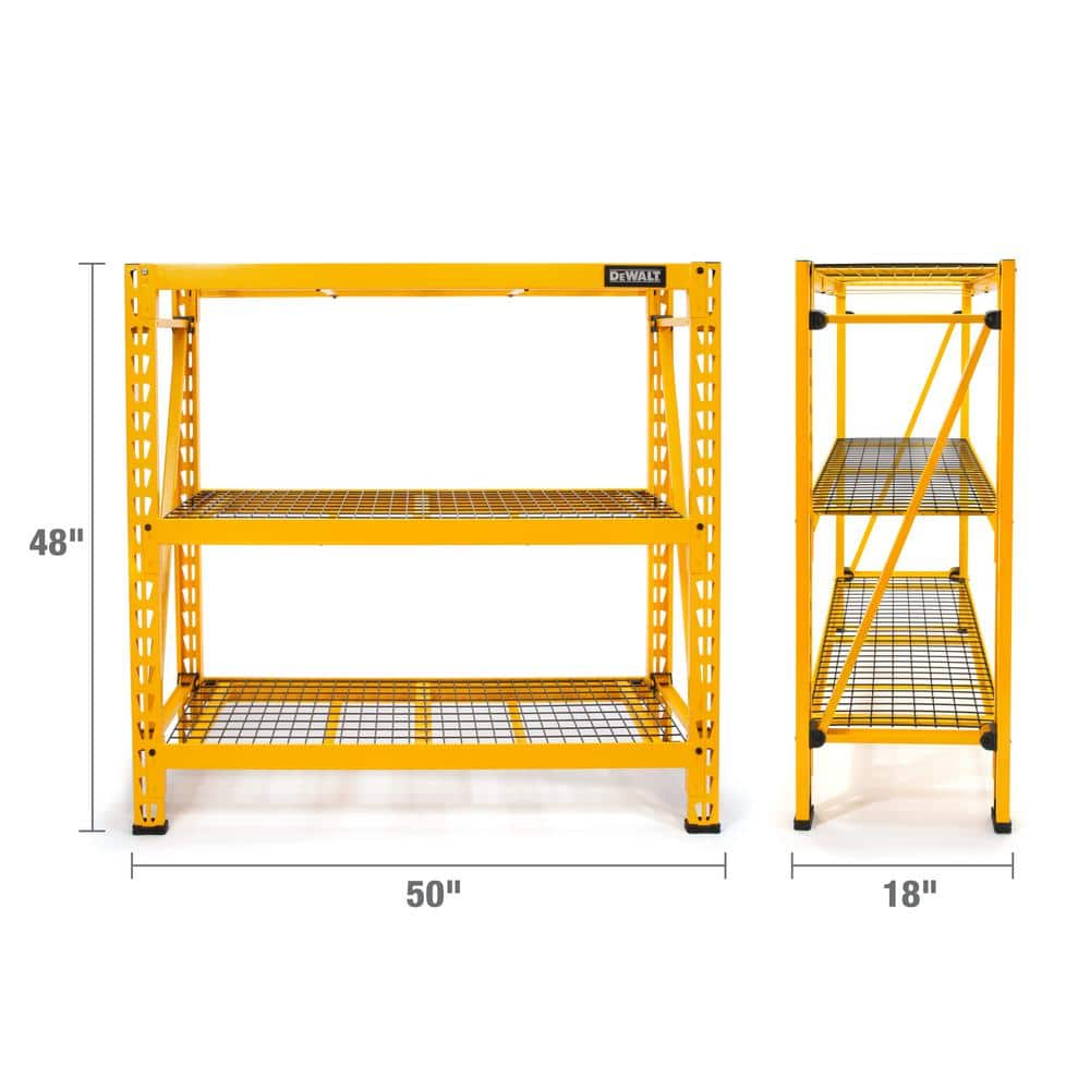 DEWALT Yellow 3-Tier Wire Steel Garage Storage Shelving Unit (50 in. W x 48 in. H x 18 in. D) DXST4500-W