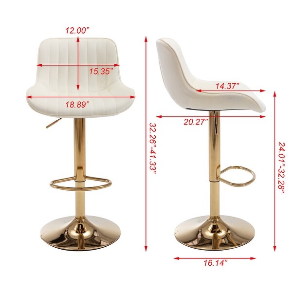 Velvet Adjustable Swivel Bar Stools with Footrest