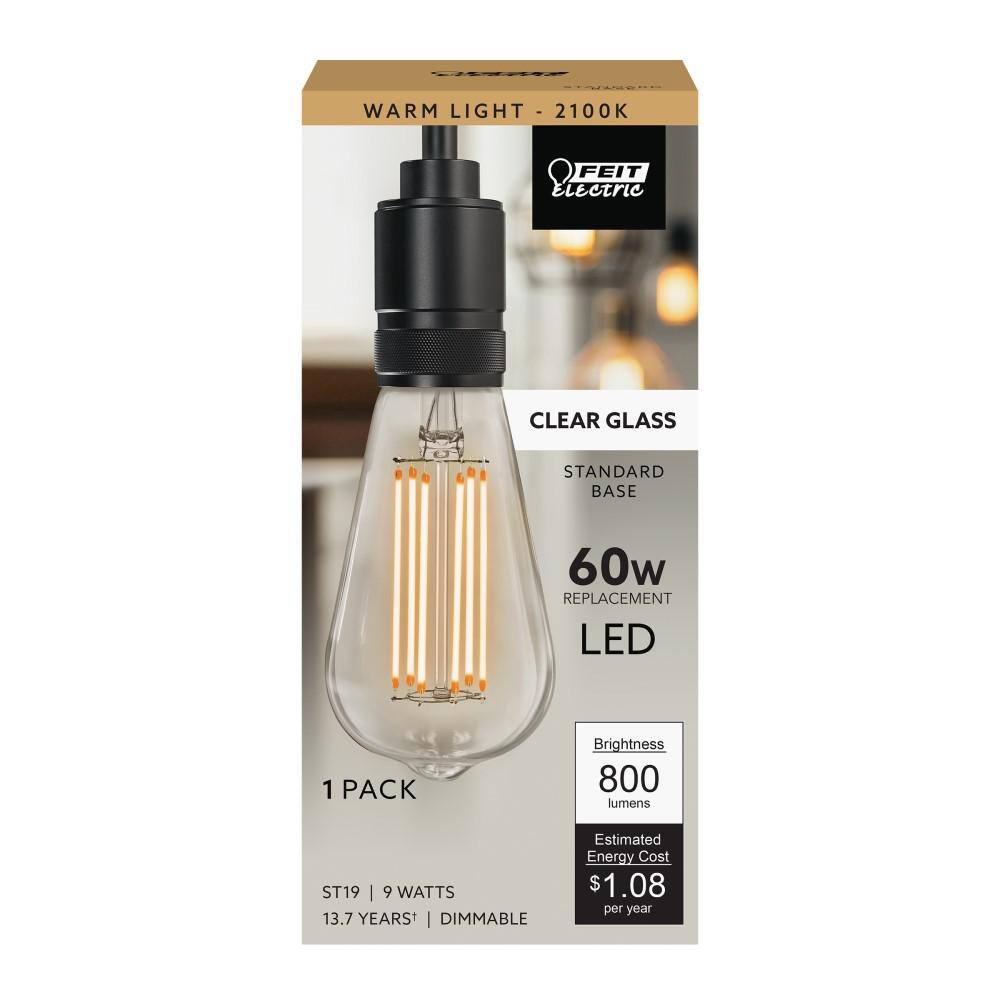 Feit Electric 60-Watt Equivalent ST19 Dimmable Cage Filament Clear Glass E26 Vintage Edison LED Light Bulb Warm White ST1960CLVGLED