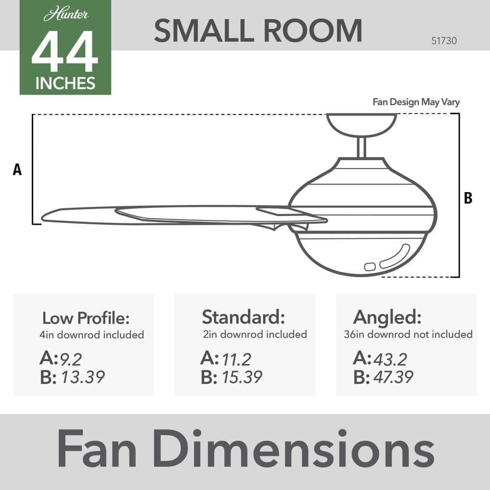 Hunter Hardaway 44 in Indoor Fresh White Ceiling Fan with Light Kit and Remote