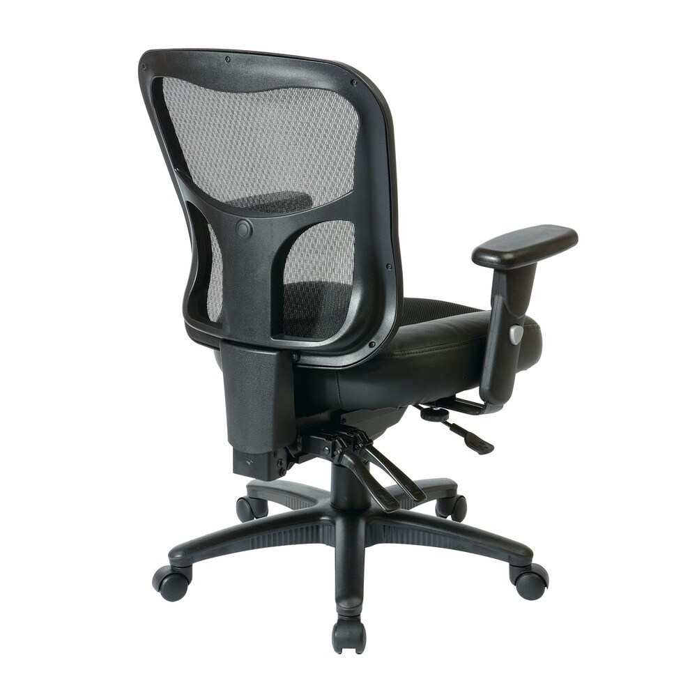 High Back Office Chair with Leather and Mesh Seat