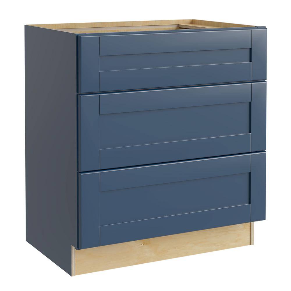 Contractor Express Cabinets Vessel Blue Plywood Shaker Stock Assembled Base Kitchen Cabinet Soft Close Drawer (24 in. x 34.5 in. x 24 in.) BD24-XVB