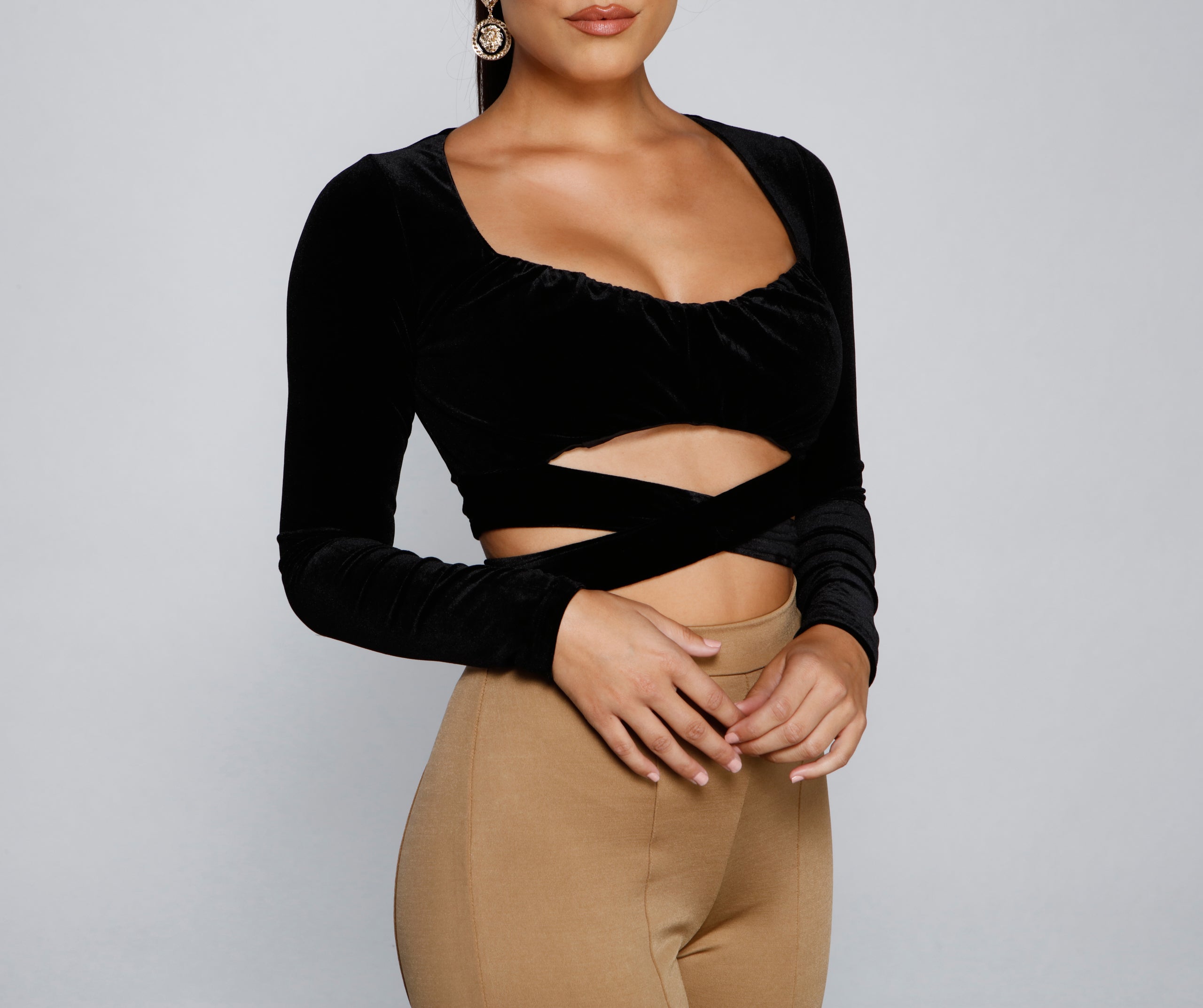 A Trendy Look Velvet Crop Top