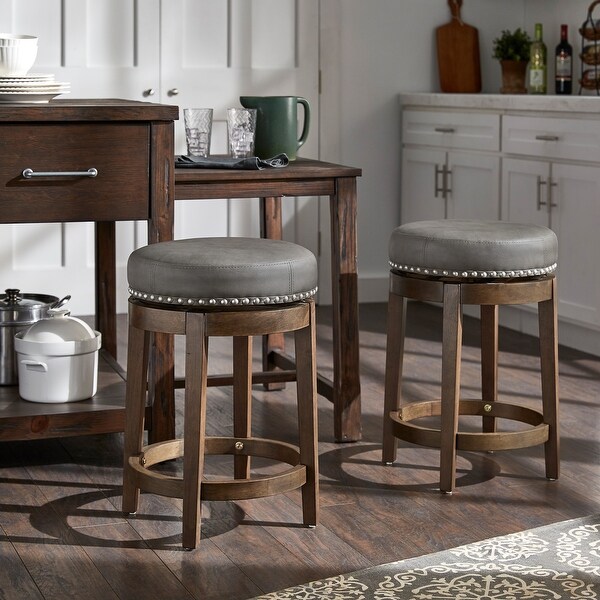 Westby Vinyl Backless Swivel Stools (Set of 2) by iNSPIRE Q Classic