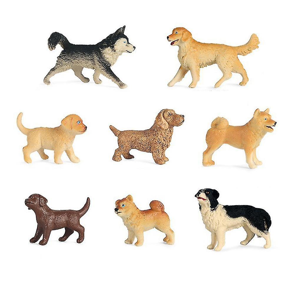 8PCS Dog Figurines Playset Mini Realistic Detailed Plastic Puppy Figures Cake Toppers Birthday Gift for Kids