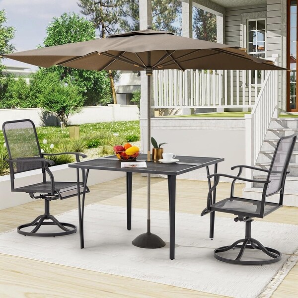 AECOJOY Outdoor Patio Square Dining Table for 4 with 1.6