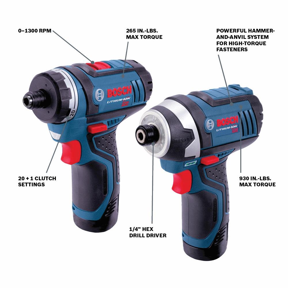 12V Max 2-Tool Combo Kit with Two-Speed Pocket Driver， Impact Driver and (2) 2.0 Ah Batteries