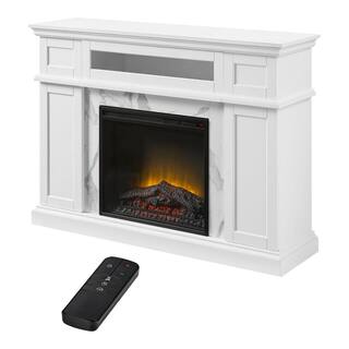 StyleWell Pinesbridge 53 in. Deluxe Decorative Electric Fireplace Storage Mantel in White SP6977