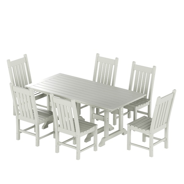 Polytrends Laguna Hdpe All Weather Outdoor Patio Dining Set with Rectangular Table，Armless Dining Chairs (7Piece Set)