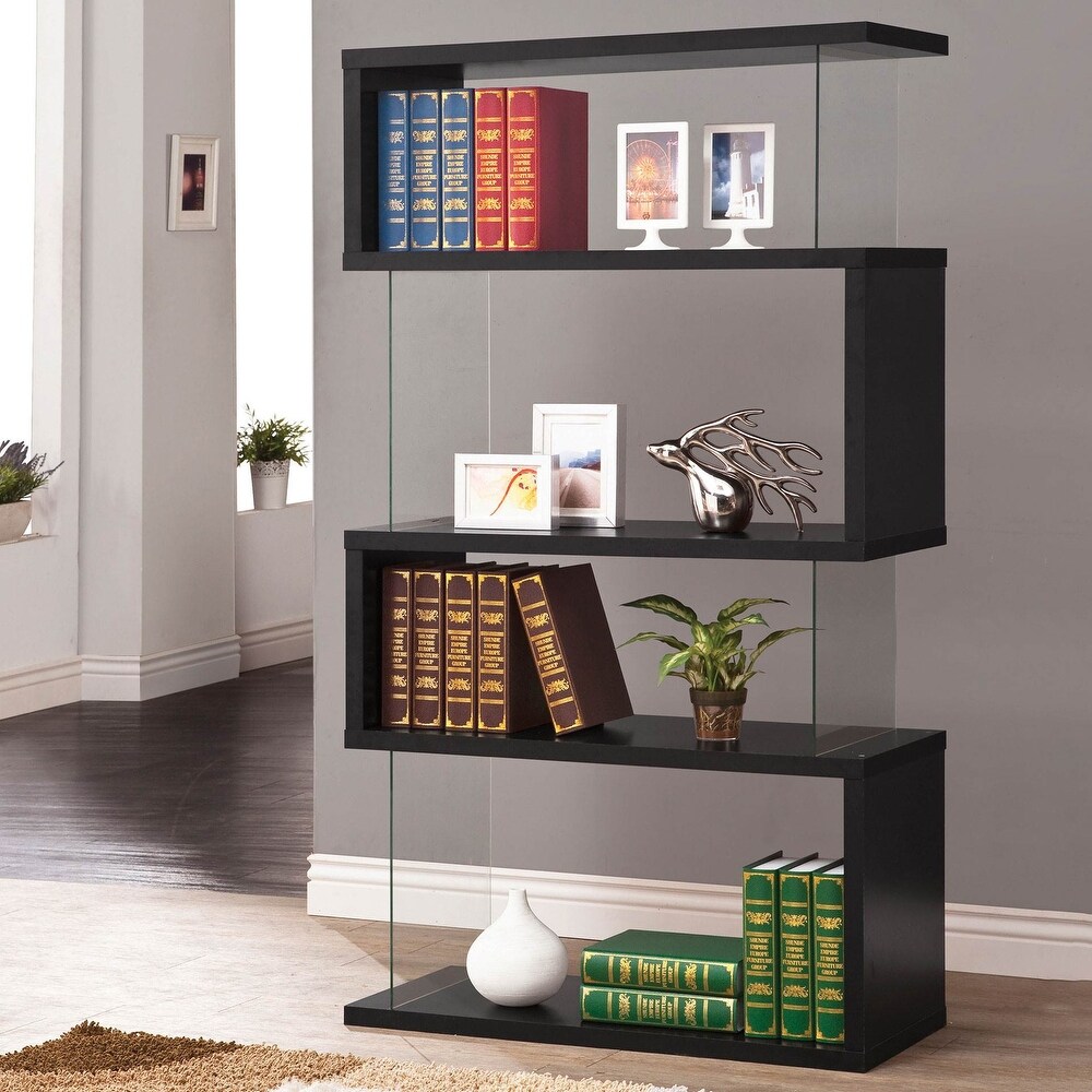 Coaster Home Furniture Asymmetrical Snaking Home Living Room Bookshelf  Black   86